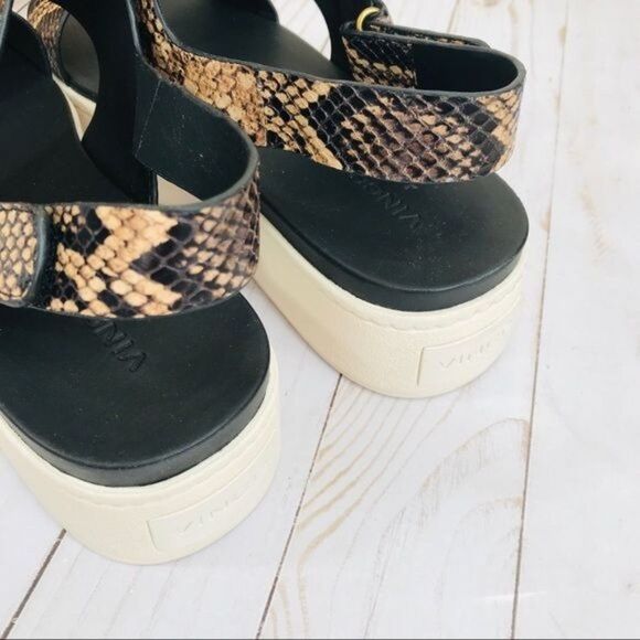 VINCE Westport Leather Snake Embossed Platform Sandals Size 10 - Picture 7 of 12